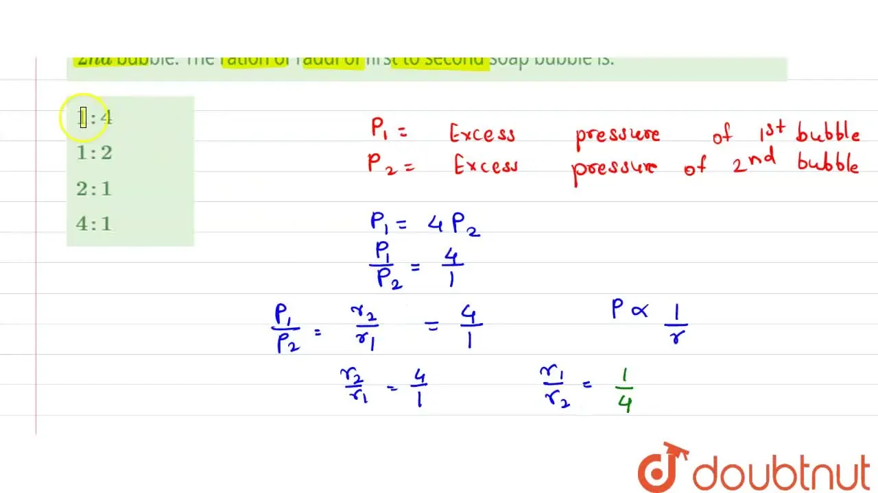 [Marathi] Two soap bubbles are blown. In the first bubble excess press