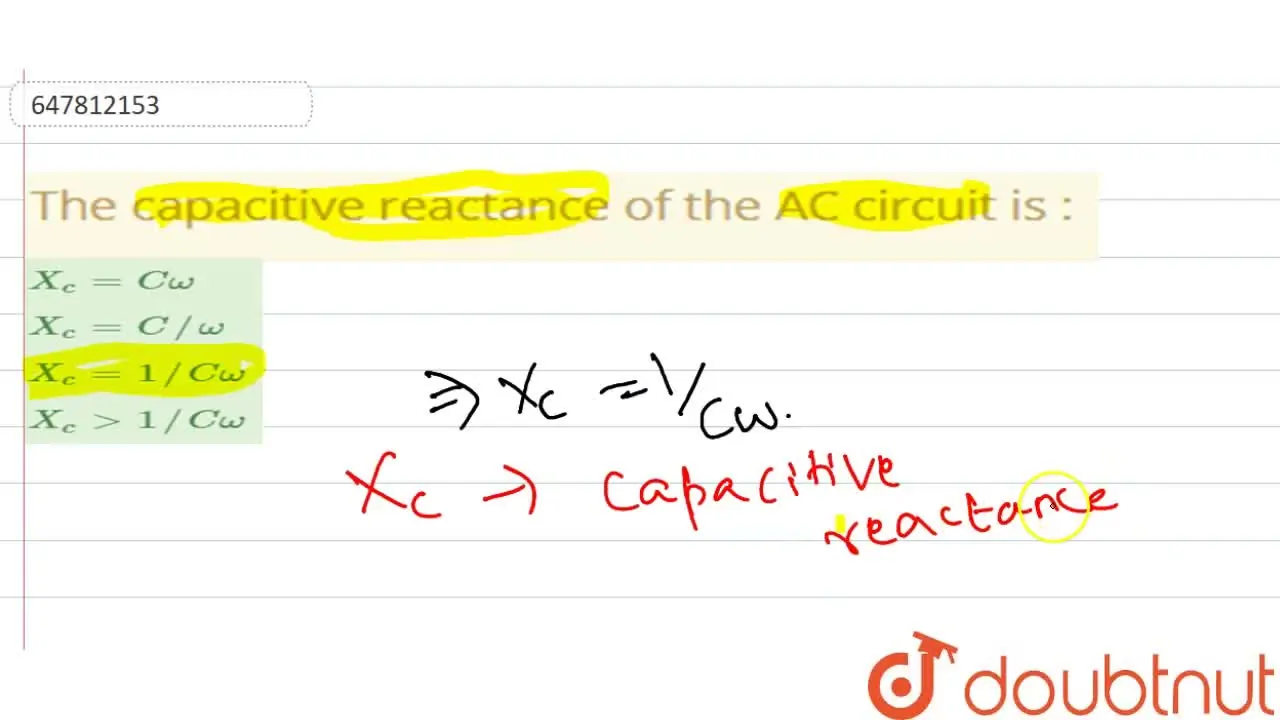 [Tamil] The capacitive reactance of the AC circuit is