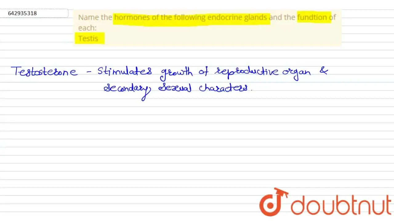[Marathi Solution] Name the hormones of the following endocrine glands