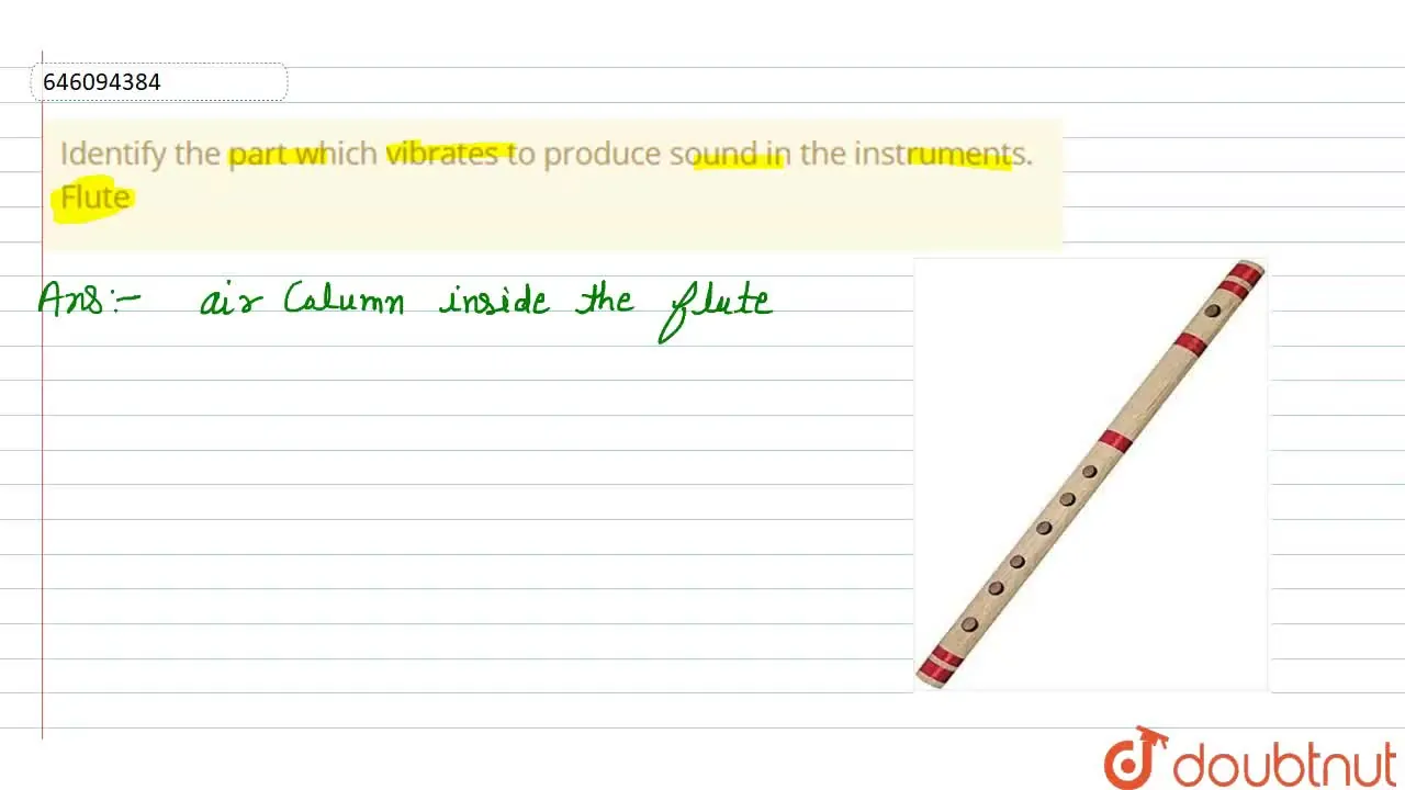Identify the part which vibrates to produce sound in the instruments.