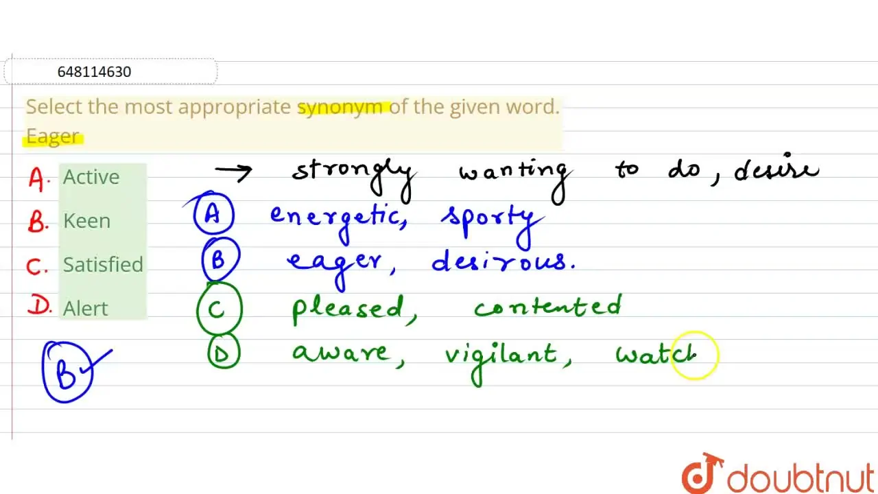 Select the most appropriate synonym of the given word. Eager