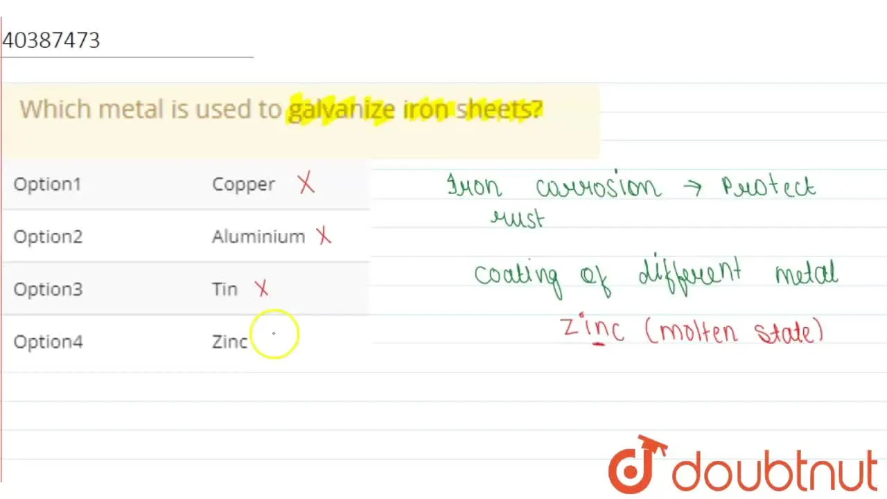 Which metal is used to galvanize iron sheets?