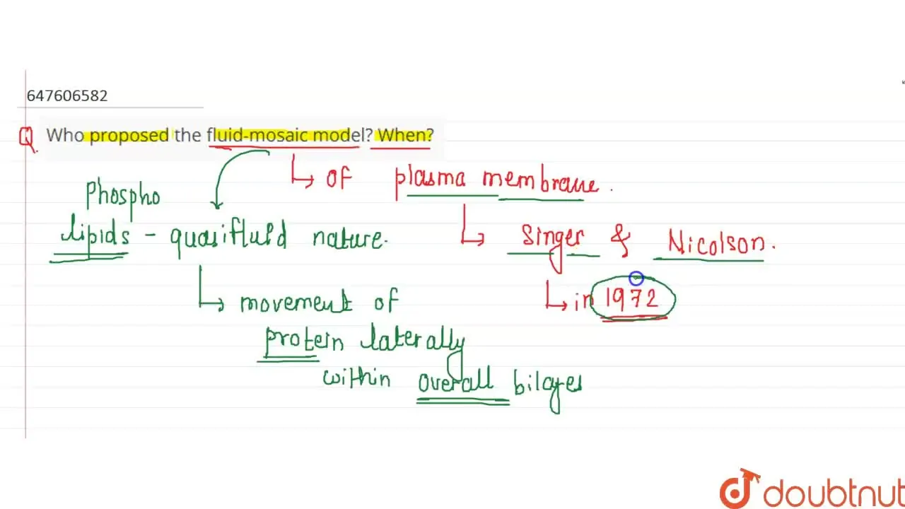 [Marathi Solution] Who proposed the fluidmosaic model? When?