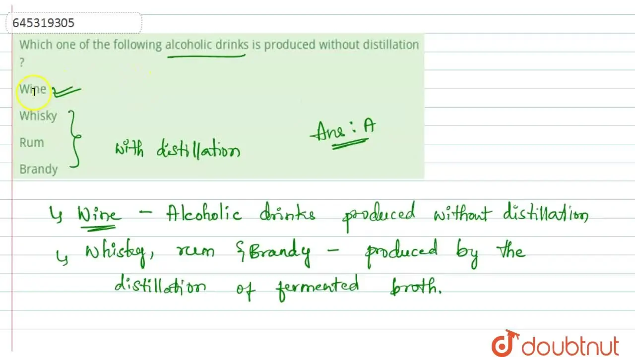 [Kannada Solution] Which one of the following alcoholic drinks is prod