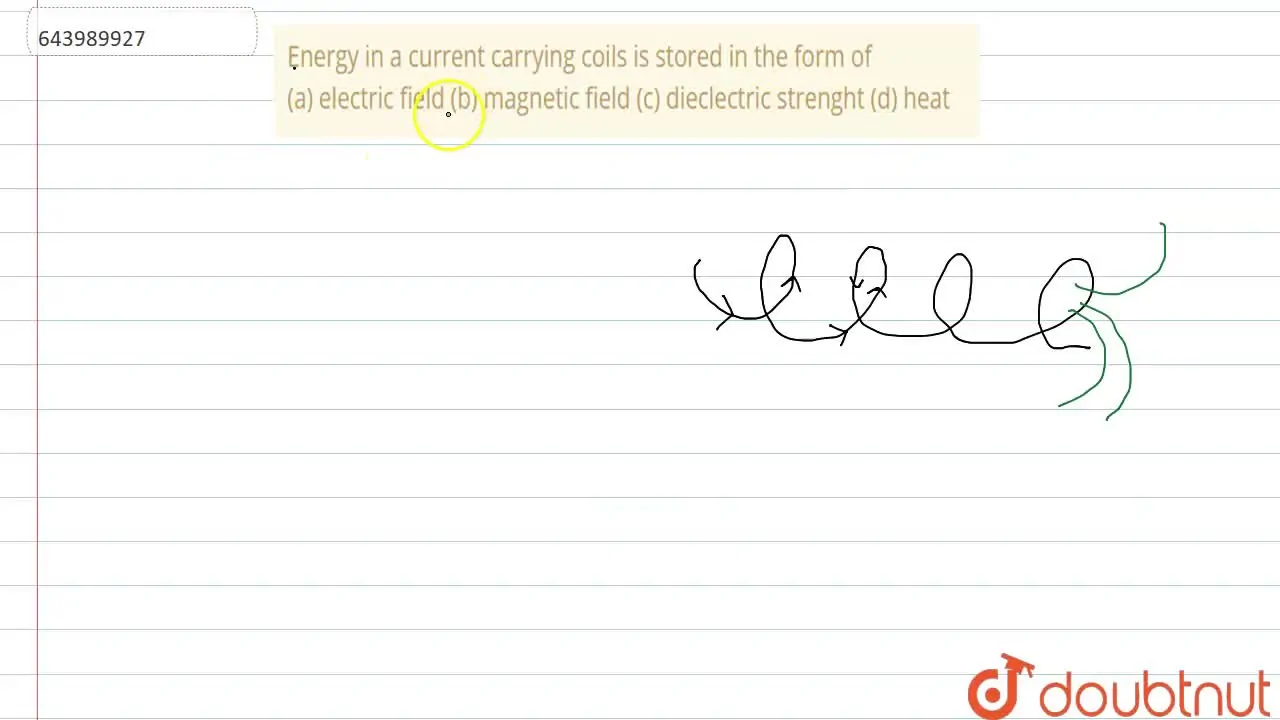 Energy in a current carrying coils is stored in the form of (a) elec