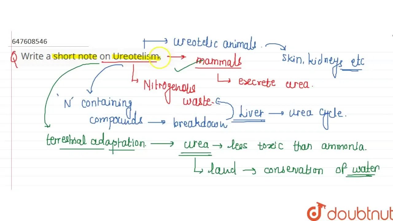 [Marathi Solution] Write a short note on Ureotelism.
