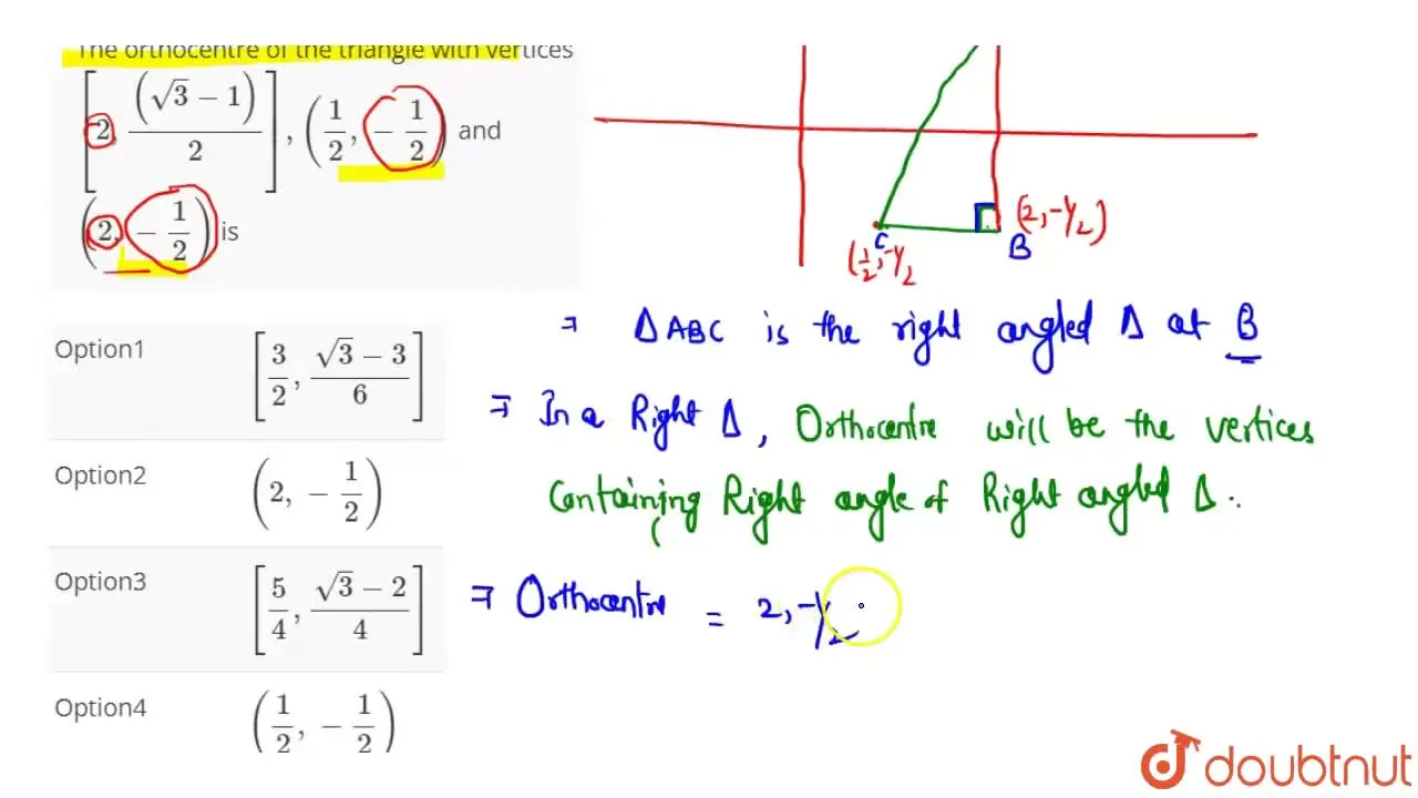 The Orthocentre Of The Triangle With Vertices 2sqrt3 12 1 5836