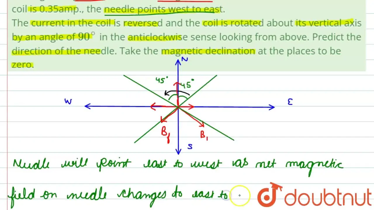 [Punjabi] A compass needle free to turn in a horizontal plane is place