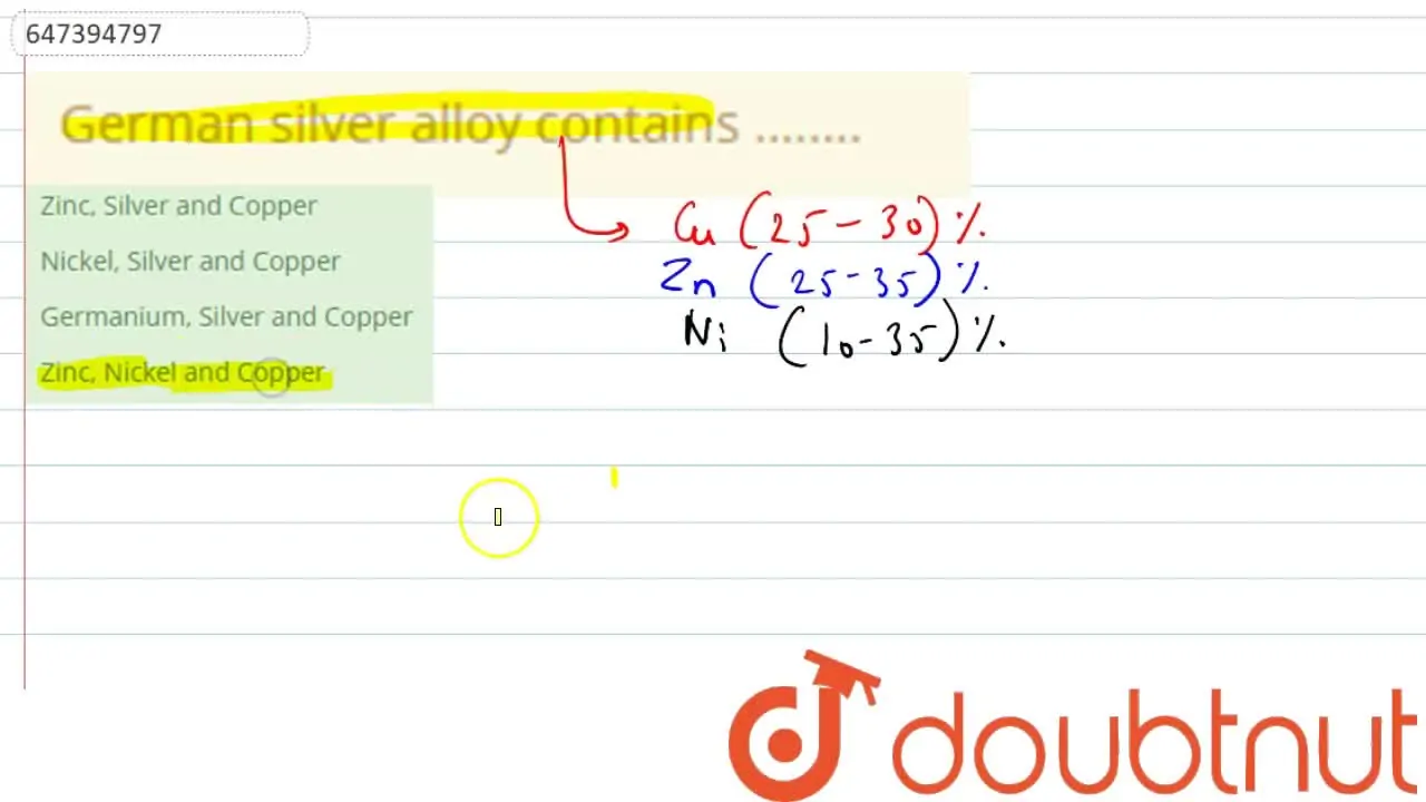 [Gujrati] German silver alloy contains.....
