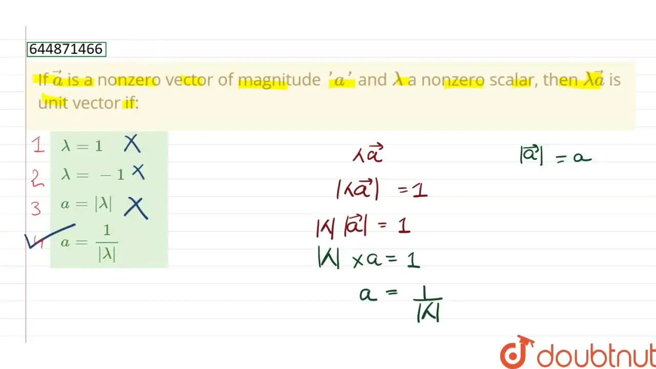 [Punjabi] If veca is a nonzero vector of magnitude 'a' and lambda a