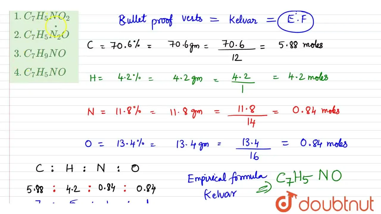 Telugu] Determine the empirical formula of kevlar, used in making bul