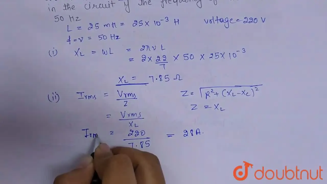 A Pure Inductor Of Mh Is Connected To A Source Of V Find The