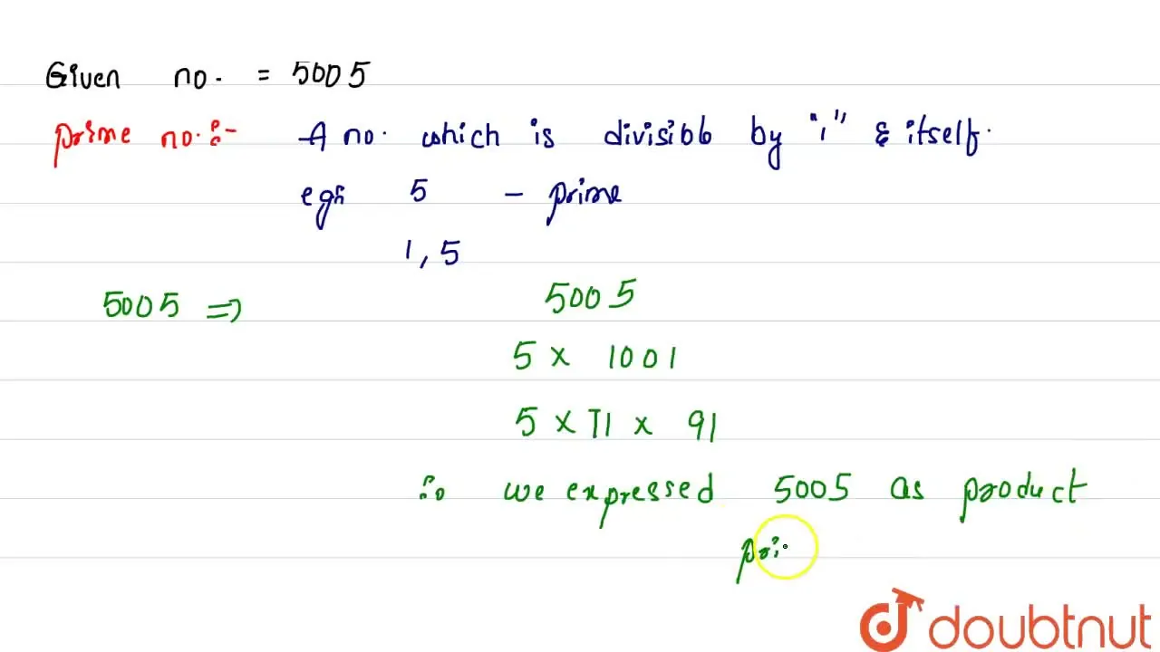 [Telugu] Express each number as a product of its prime factors. 5005