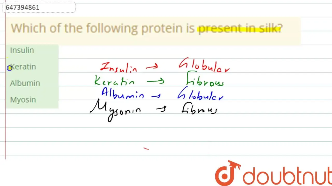 [Gujrati] Which of the following protein is present in silk?