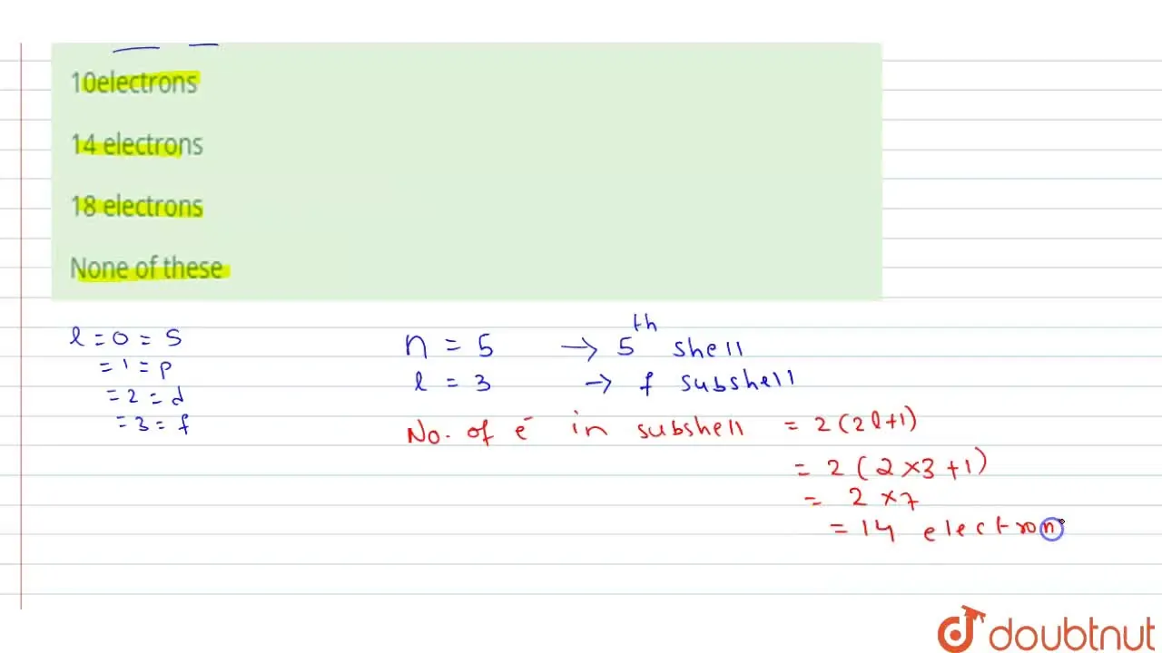 [Telugu] A subshell n = 5, l = 3 can