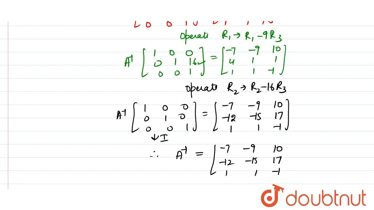 Punjabi Using the elementary row operations find the inverse of eac