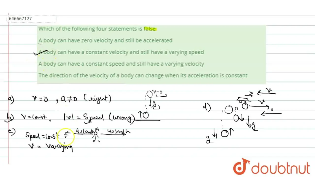 A body can have a constant speed and still have a varying velocity.