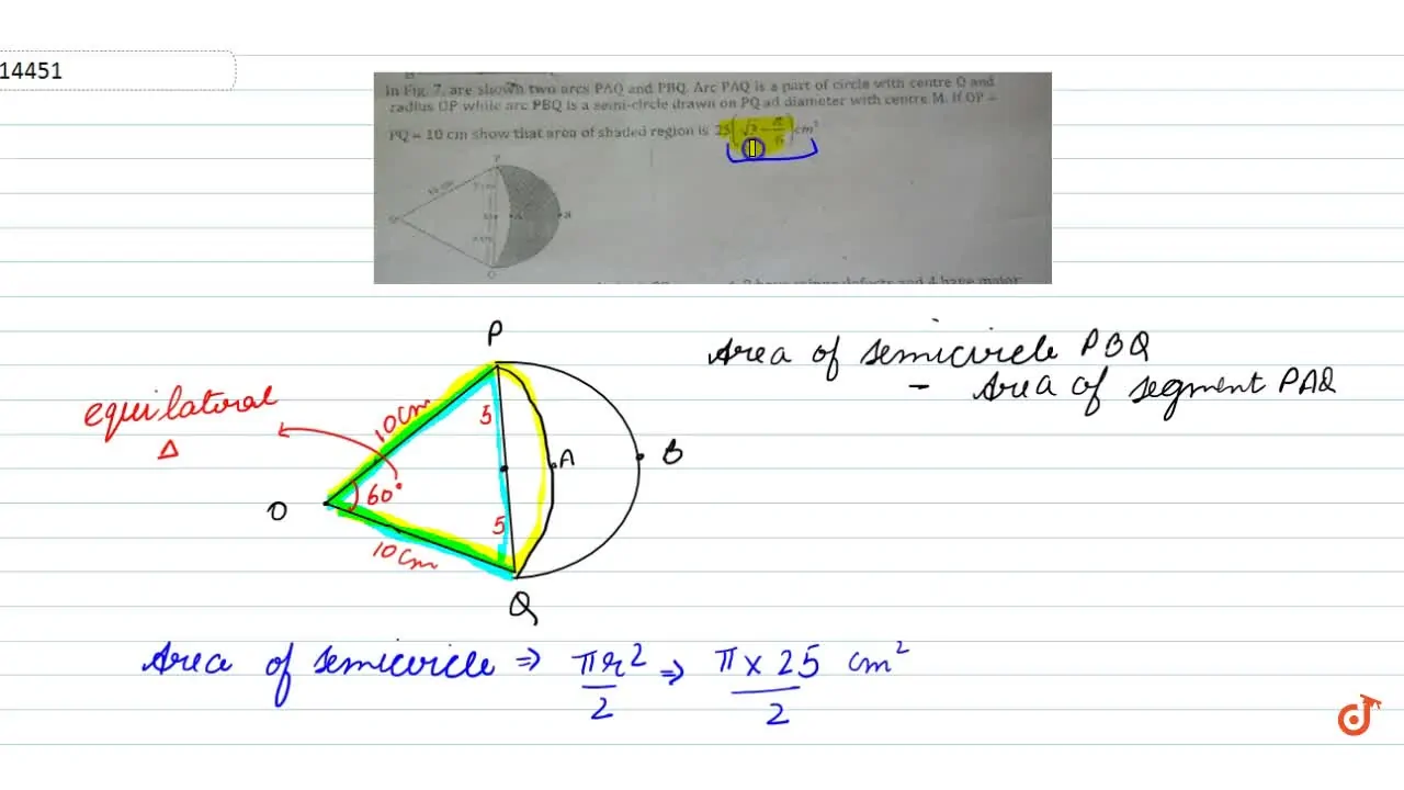 In the given figure, are shown two arcs PAQ and PBQ. Arc PAQ is a part