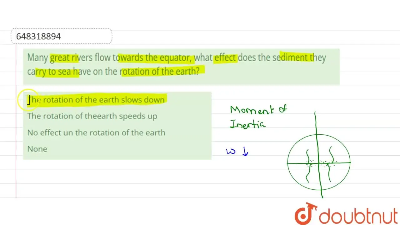 Many great rivers flow towards the equator, what effect does the sedim