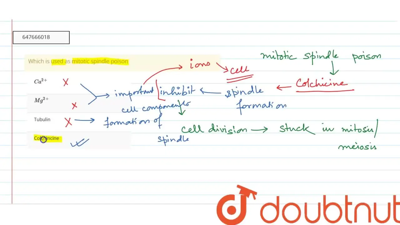 [Bengali Solution] Which is used as mitotic spindle poison