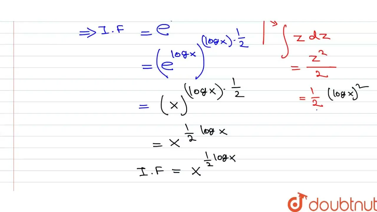 [Bengali] The I.F of x((dy)/(dx))+(logx)y=x^(-1/2logx) is