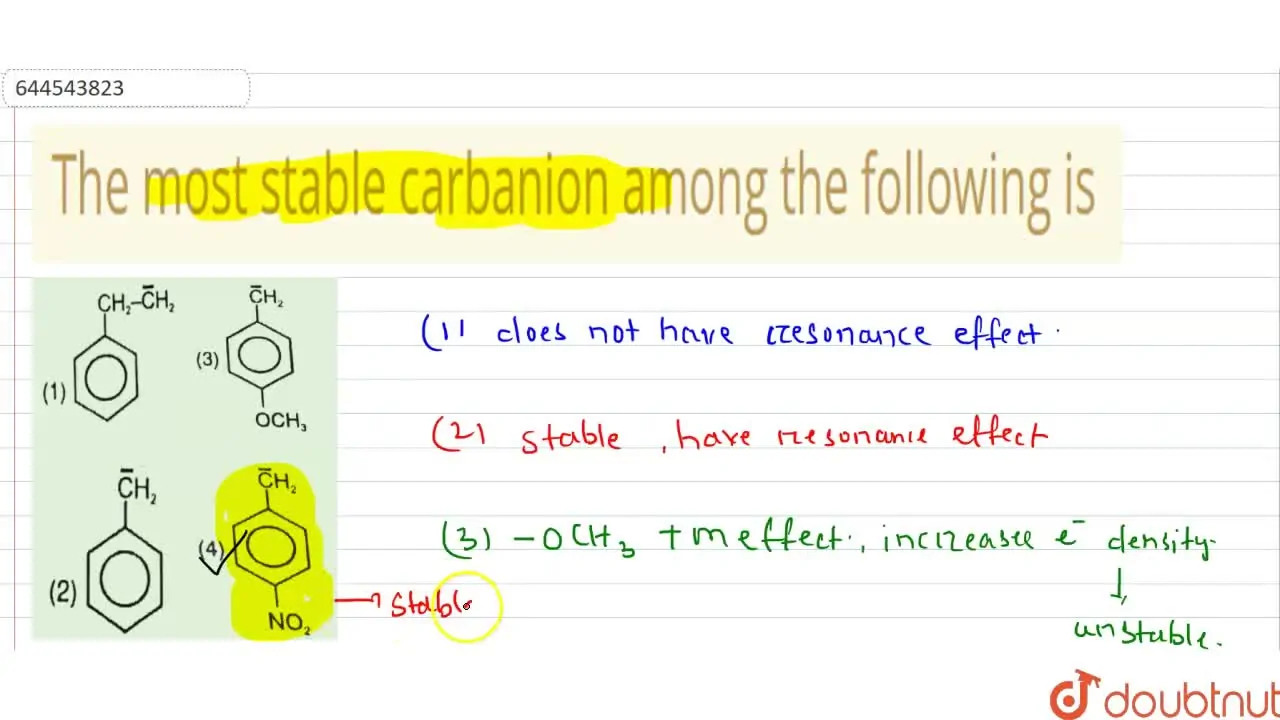 The most stable carbanion among the following is