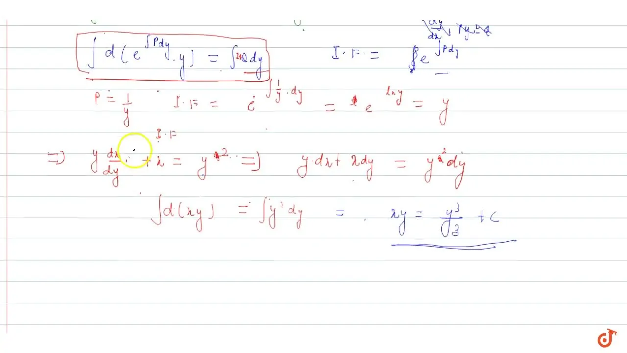 Solve the equation ydx+(x-y^2)dy=0