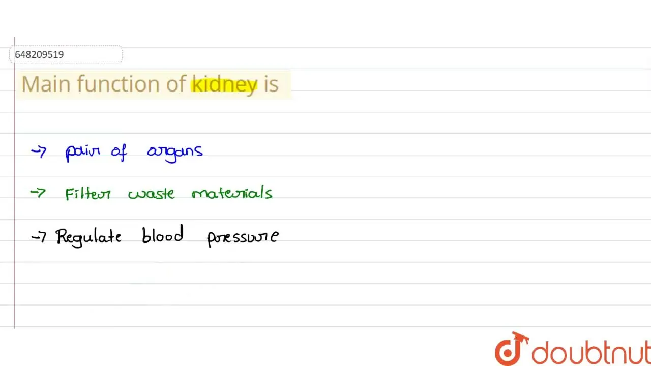 [Kannada Solution] Main function of kidney is