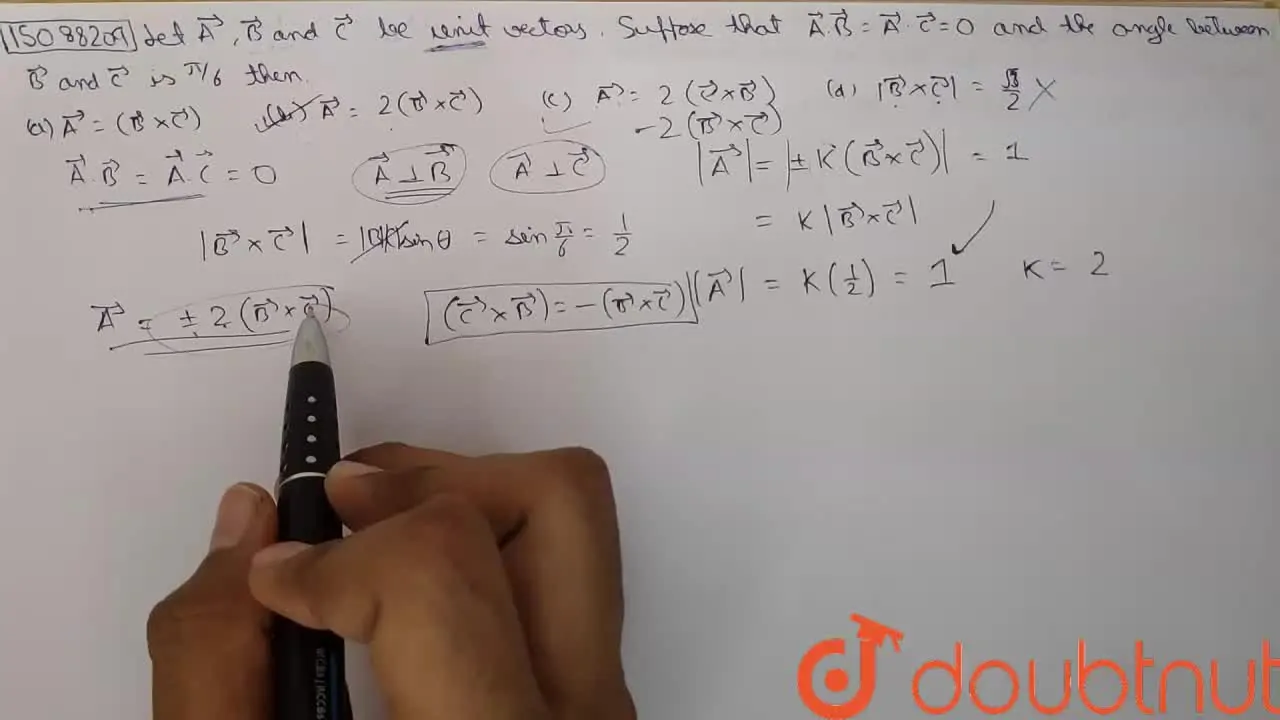 Let Vec(A), Vec(B) And Vec(C), Be Unit Vectors. Suppose That Vec(A).ve