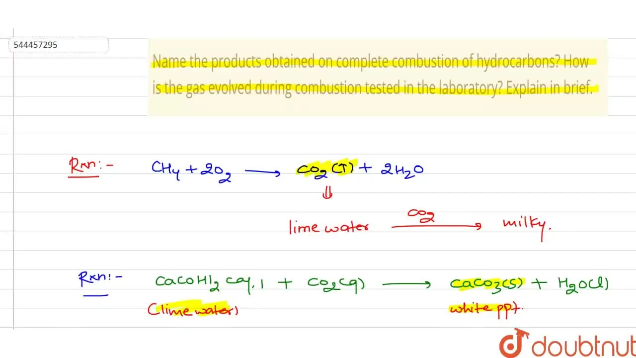 Name The Products Obtained On Complete Combustion Of Hydrocarbons? How