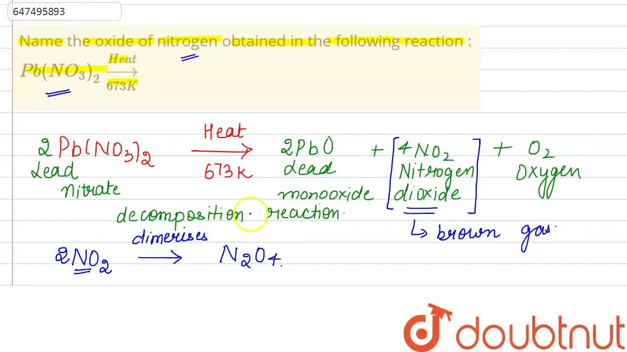 [Punjabi] Name the oxide of nitrogen obtained in the following reactio