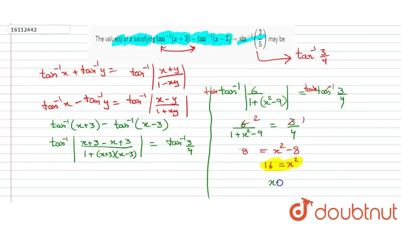 The Value s Of X Satisfying Tan 1 x 3 tan 1 x 3 sin 1 3 5 the-value-s-of-x-satisfying-tan-1-x-3-tan-1-x-3-sin-1-3-5