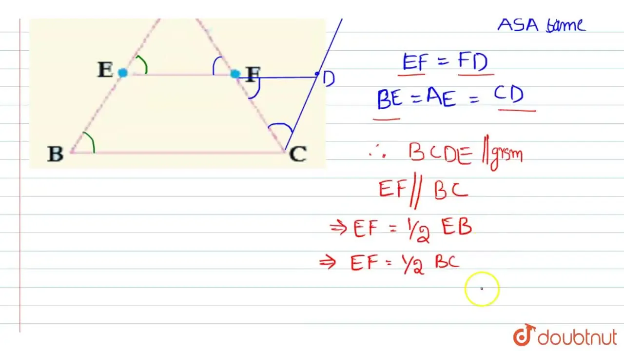 [Telugu] Draw a triangle ABC and mark the midpoints E and F of two sid