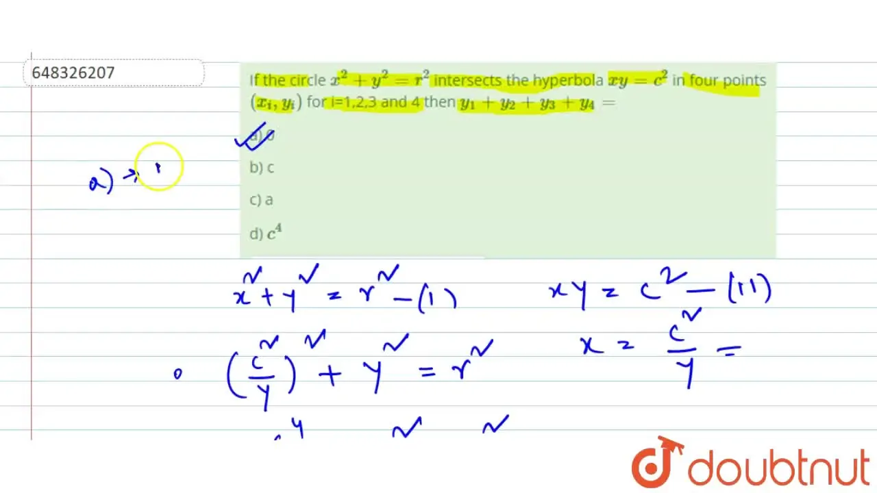 If the circle x^(2)+y^(2)=r^(2) intersects the hyperbola xy=c^(2) in f