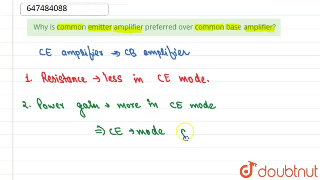 [Punjabi] Why is common emitter amplifier preferred over common base a