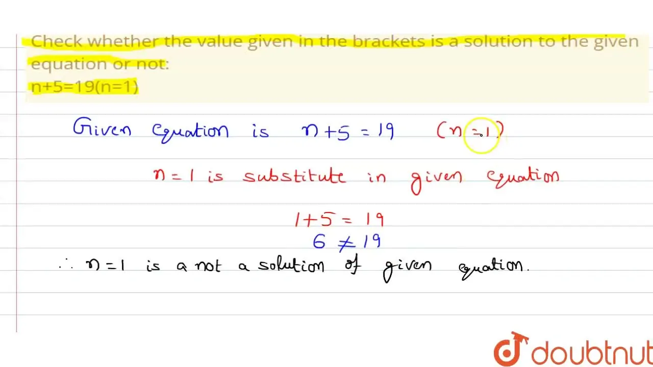 [Telugu] Check whether the value given in the brackets is a solution t