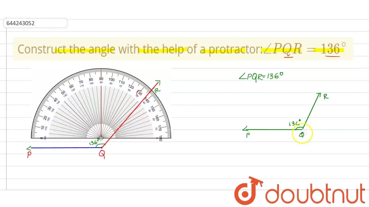 [Telugu] Construct the angle with the help of a protractorangle PQR