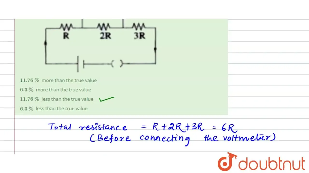 A battery of emf E is connected in series with three resistances R, 2R