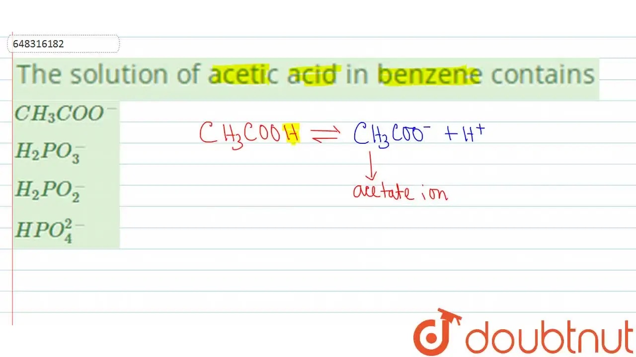 The solution of acetic acid in benzene contains