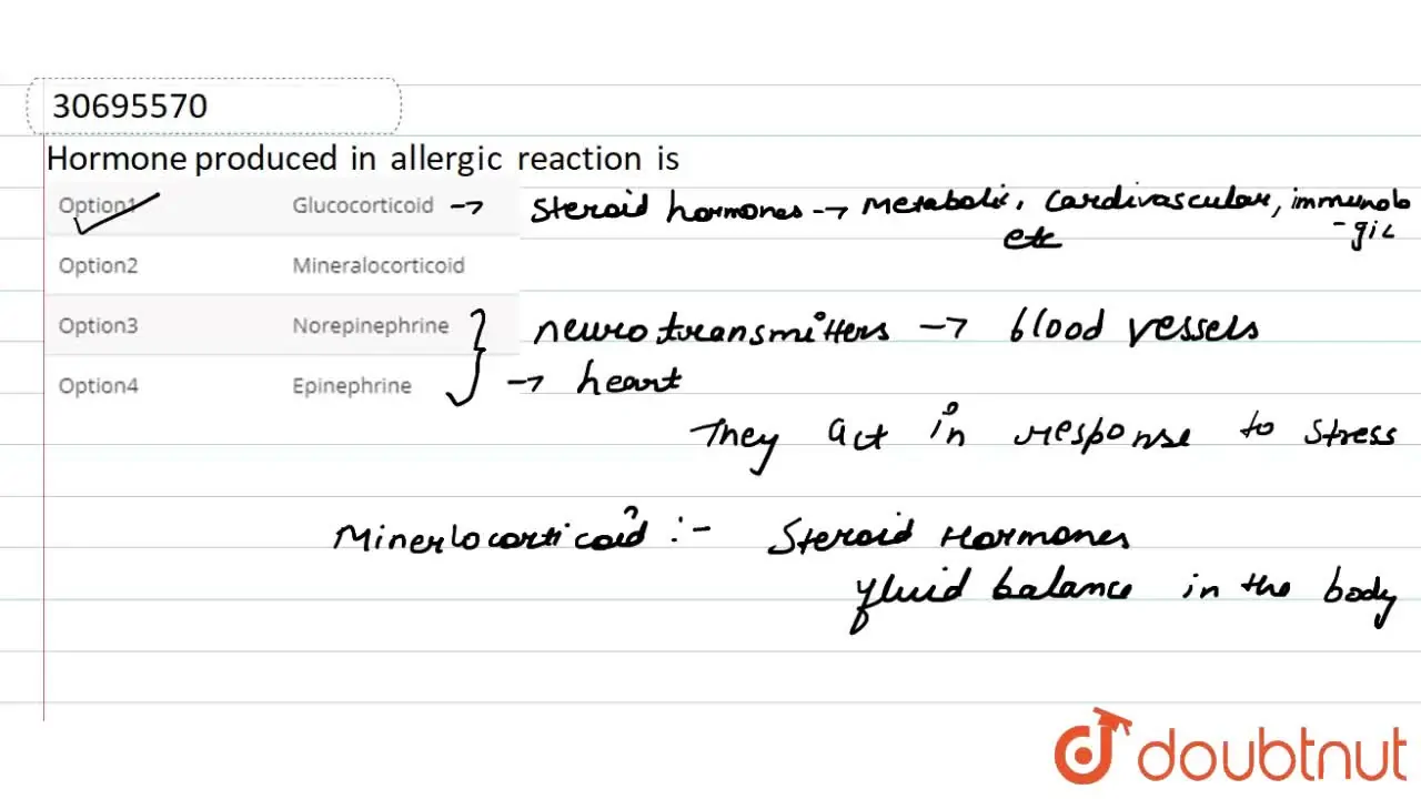 Hormone produced against allergic reactions is