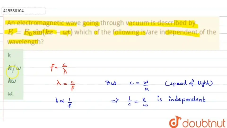 [Kannada] An wave going through vacuum is described b