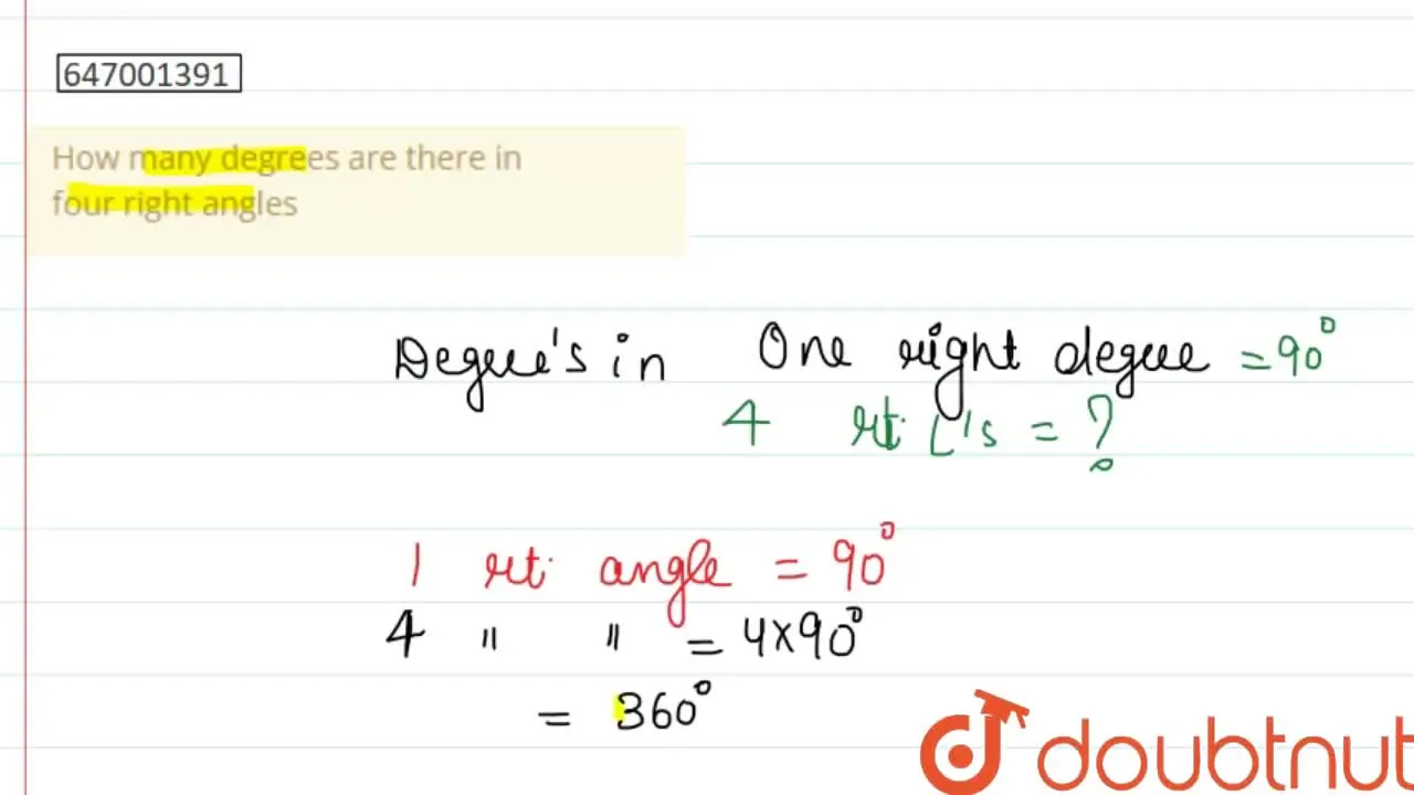 Punjabi How many degrees are there in four right angles