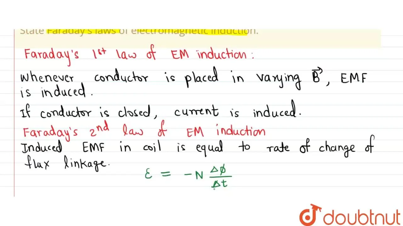 State Faraday S Laws Of Electromagnetic Induction