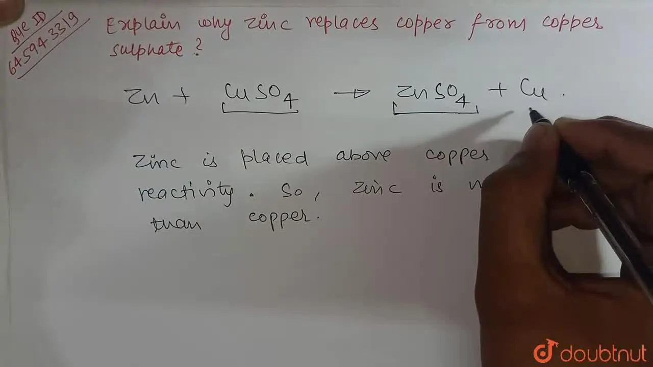 Explain why zinc replaces copper from copper sulphate