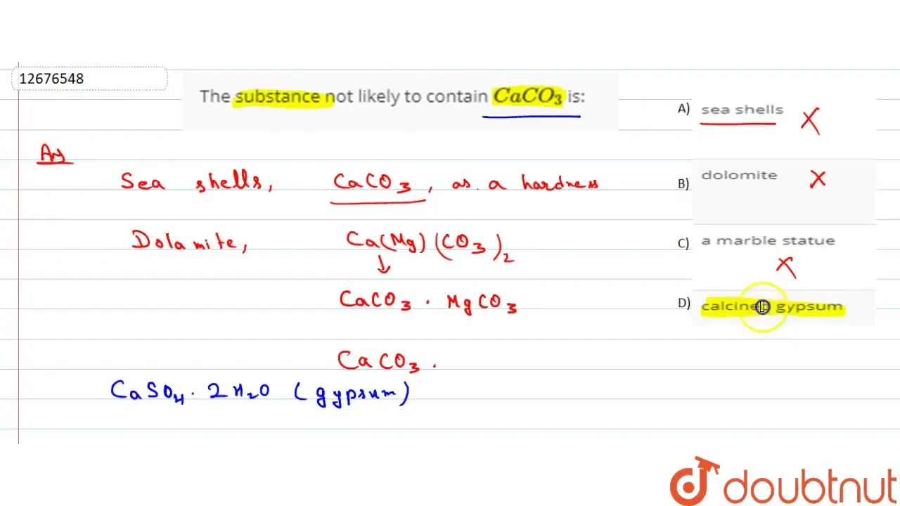 The substance not likely to contain CaCO(3) is: