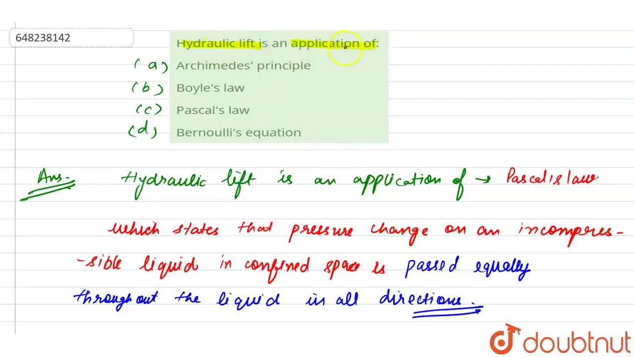 [Punjabi] Hydraulic lift is an application of