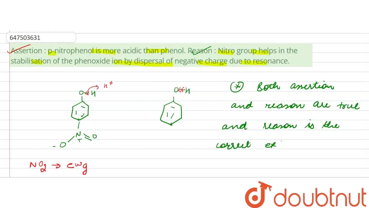 [Punjabi] Assertion pnitrophenol is more acidic than phenol. Reason