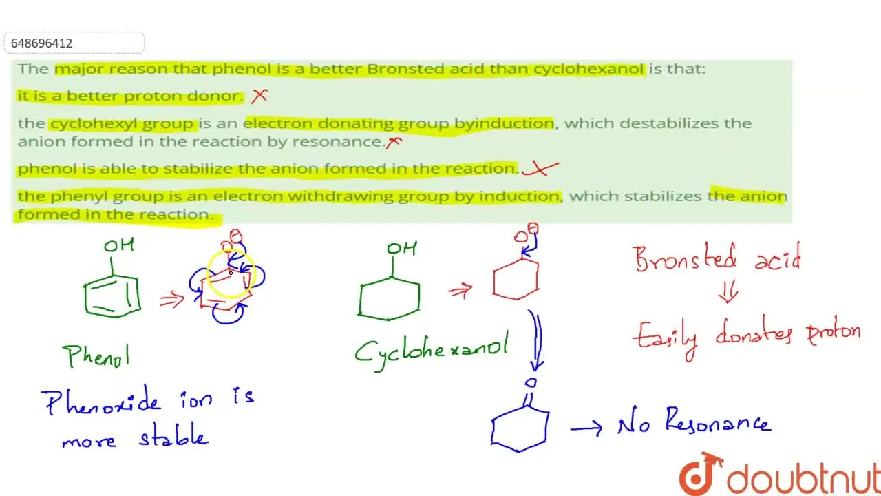 [Telugu] phenol is able to stabilize the anion formed in the reaction.