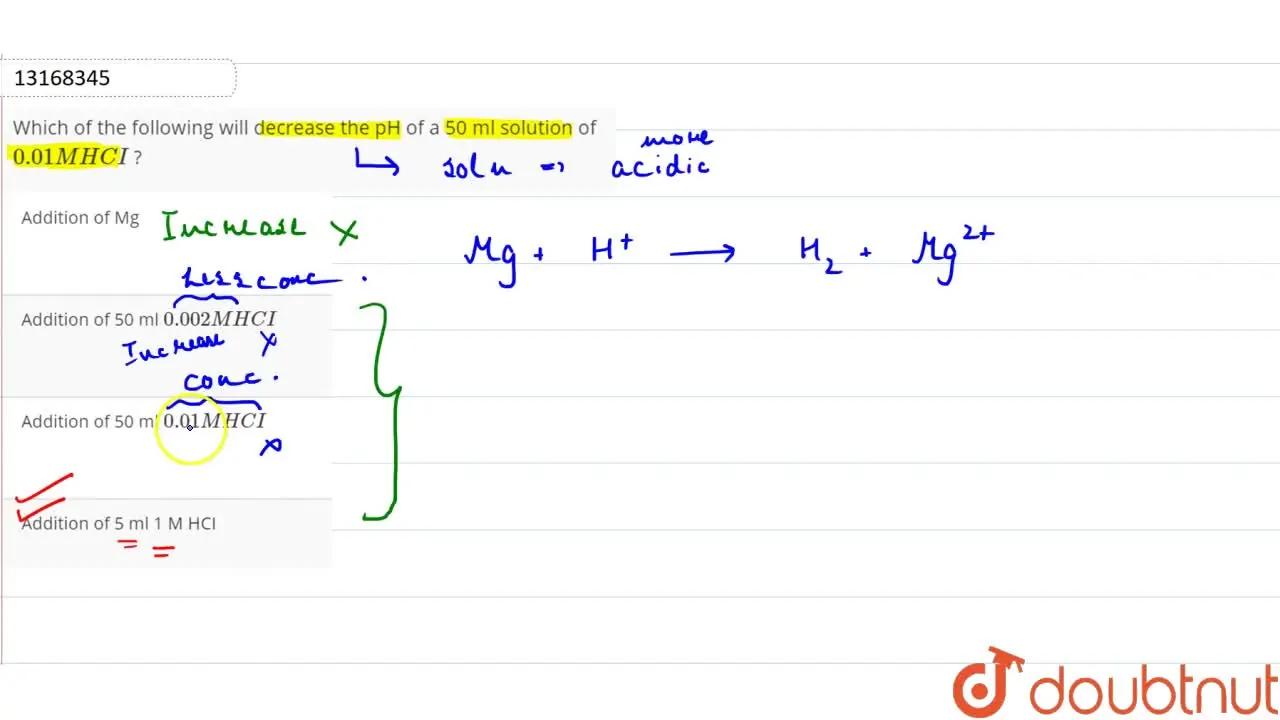 Which of the following will decrease the pH of a 50 ml solution of 0.0