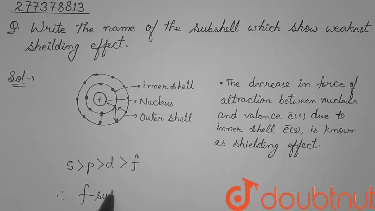 Write the name of the subshell which show weakest sheilding effect.